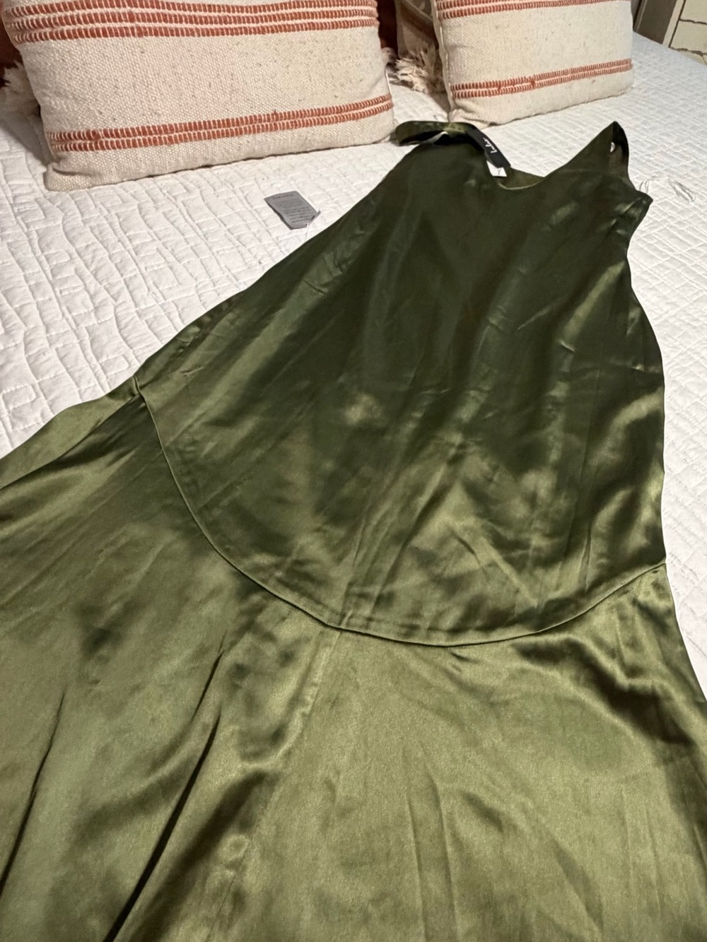 Lulu's Olive Green Satin Cami Dress